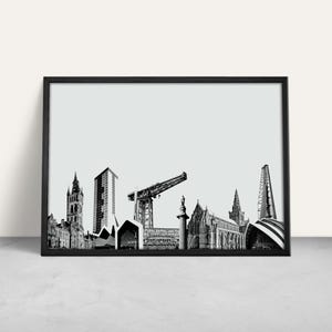 Glasgow City Print / Giclee Print / Love Glasgow gift / Customised Glasgow present / Famous Iconic Glasgow buildings / Landmark cityscape