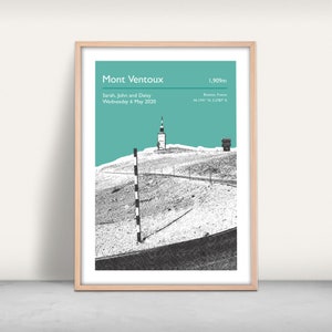 Mont Ventoux Art Print / Personalised gift / Giclee print / Mountain poster / Cycling challenge art / Tour De France / Wall decor