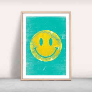 Acid Smiley Art Print / Giclee print / Acid House Rave present / Contemporary poster print / Gallery wall gift / Happy face / Bright colours