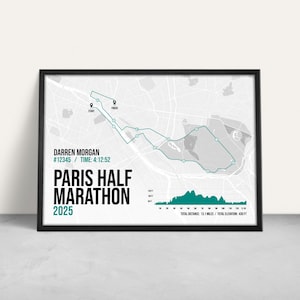Paris Half Marathon (March) Personalised Art Print / Giclee Print / Custom Running Gift France / Half Marathon Certificate