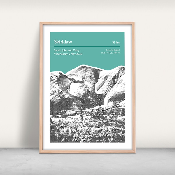 Skiddaw, Cumbria Art Print / Personalised art / Giclee print / Lake District present / Custom hiking poster gift / Wainwrights walking