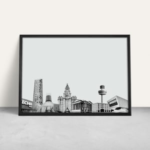 Liverpool City Architecture Art Print / Custom Giclee print / Love Liverpool gift / Famous Liverpool buildings / Customised Liverpool Gift