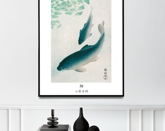 Japanese Vintage Wall Art • Koi by Ohara Koson • Vintage Japanese Art Print / Poster