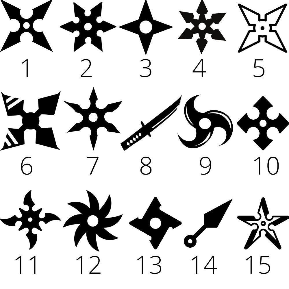 15 Ninja Throwing Star Designs Digital Download Bundle / svg / png / dxf /  eps / Cut Files / Cricut / Vector / Silhouette