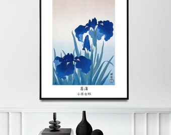 Japanese Vintage Wall Art • Iris flowers by Ohara Koson • Vintage Japanese Art Print / Poster
