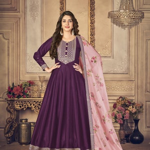 Purple colour deals anarkali