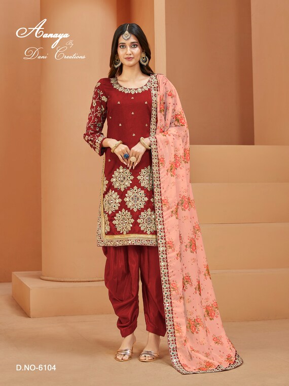 Amazon.com: The kurti bazaar Indian Designer Party Wear Stitched Punjabi  Patiyala Dress Embroidery Work Salwar Kameez Suits : Clothing, Shoes &  Jewelry