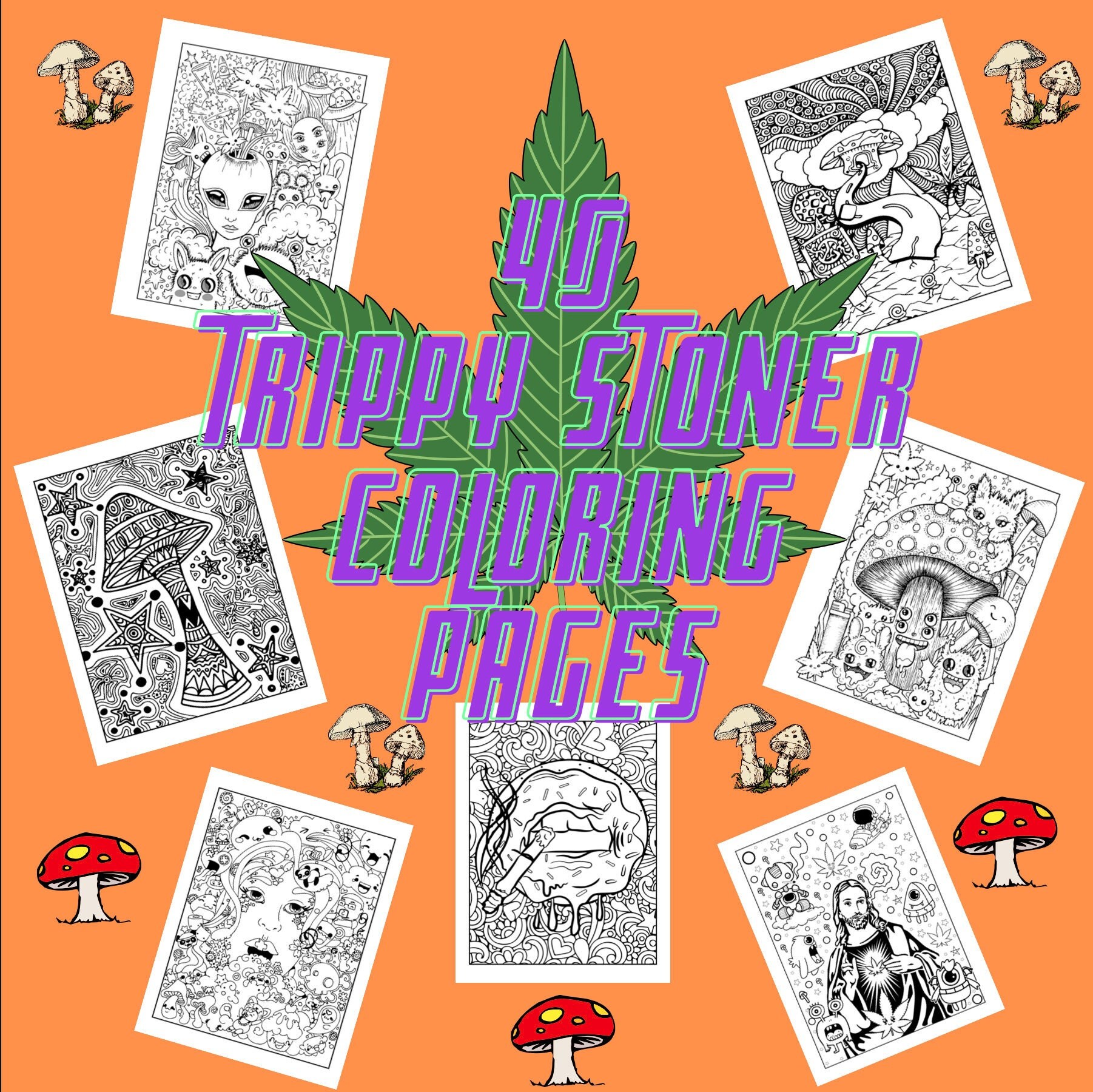 Trippy Stoner Colouring Pages for Adults - Etsy