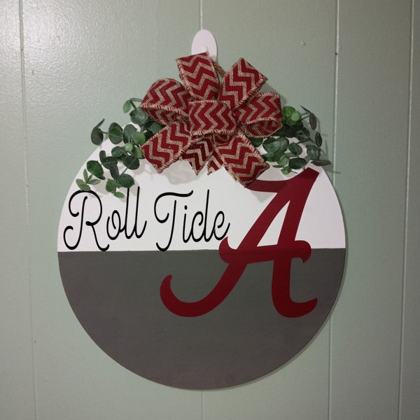 Roll Tide Alabama Door Hanger | Alabama Wreath | Door Hanger | Roll Tide Decor | Roll Tide Wreath | Alabama Front Door | Gift | Crimson Tide