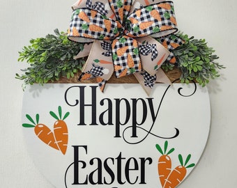 Easter Carrot Decor, Front Door Decor, Happy Easter, Easter Door Wreath, Spring, Welcome Easter Sign, Easter Door Hanger