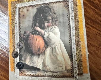 Fabric & Lace Junk Journal, Fall Theme, Handmade Memory Keeper, “Fall In Love”