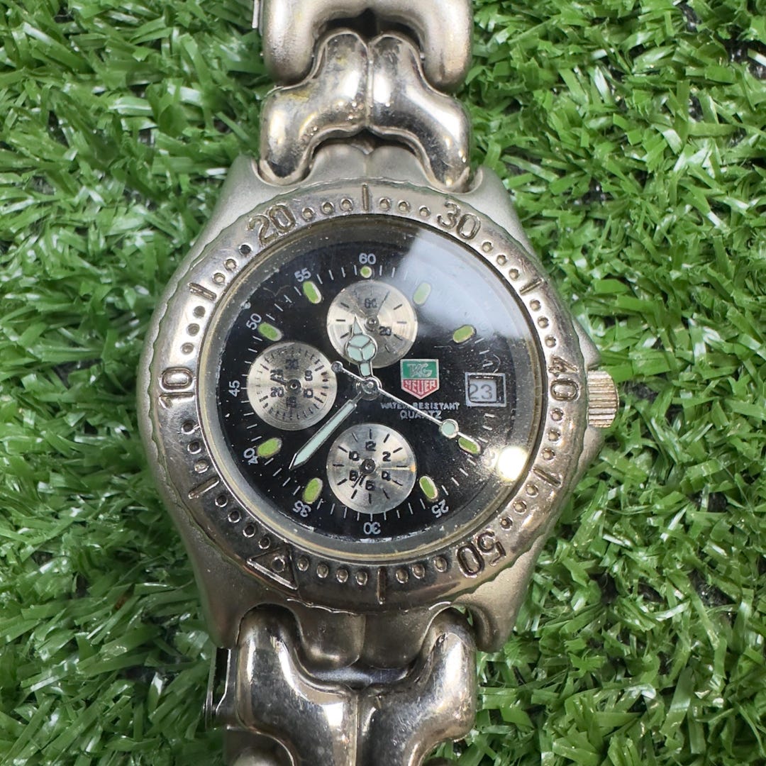Stainless Steel Tag 97675 Vintage Tag Heuer Chronograph Rare Mens