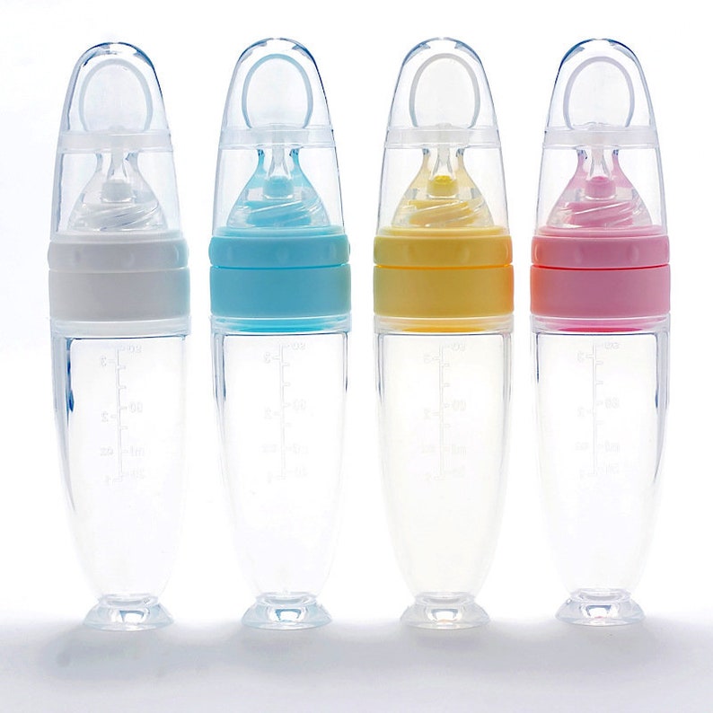Baby Chomsi Baby Bottle Spoon Feeder Squeezable Silicone Etsy