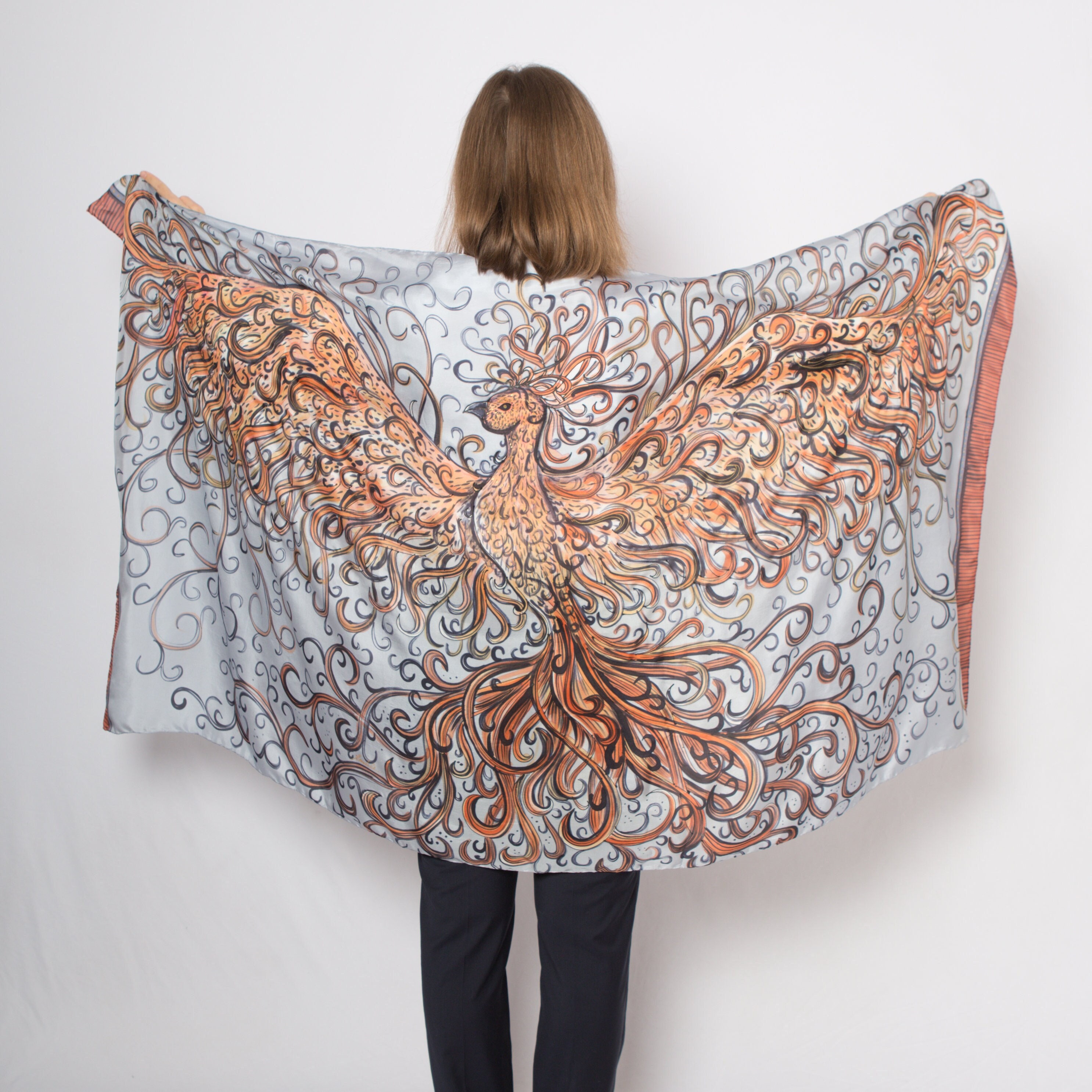 Silk Scarf Phoenix - Etsy Canada