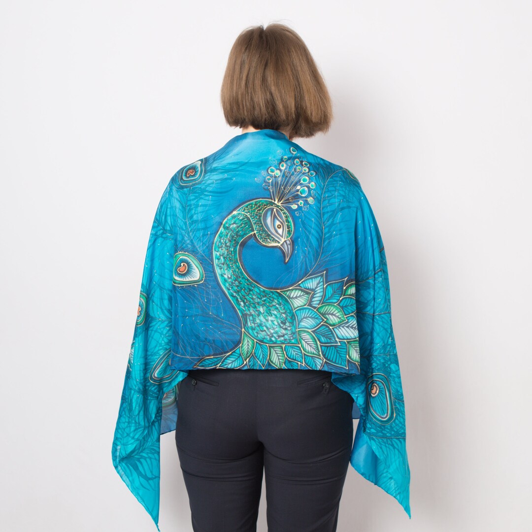 Scarf - PEACOCK BLOOM rainbow - Vibrant bloom stripe print main image 1