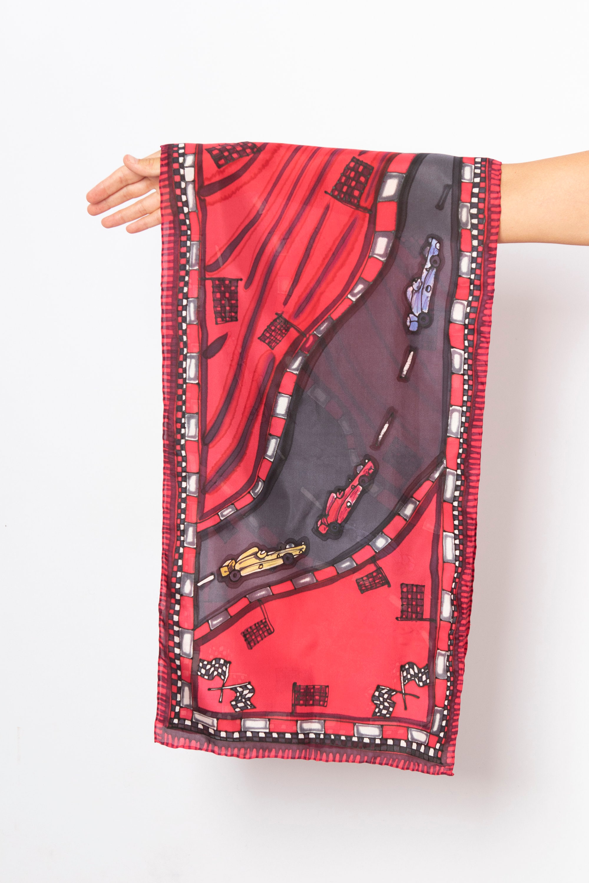 Foulard Carré Officiel Scuderia Ferrari Vintage 70s/80s - Fabriqué En Italie, 100% Polyester 73x73 Cm