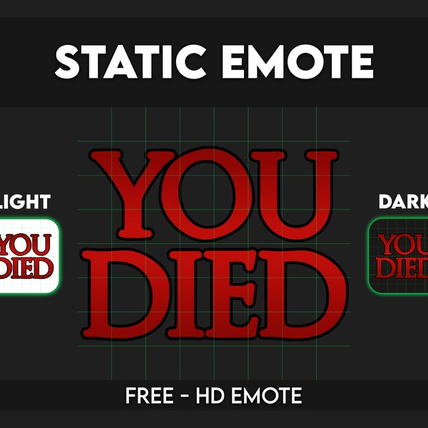 YOU DIED TEXT [ Emotes ] Designed for Twitch, Discord, Sub, Streamers