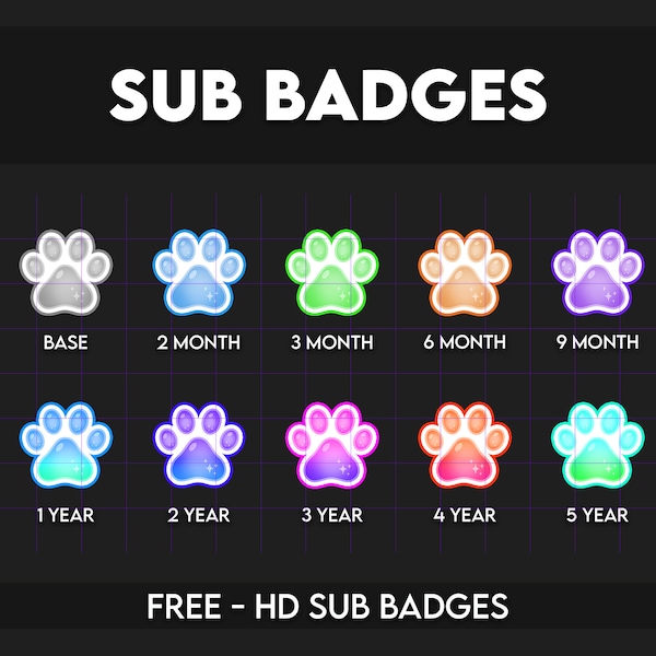 PASTEL CAT PAWS [ Sub badges ] Designed for Twitch, Discord, Sub, Streamers