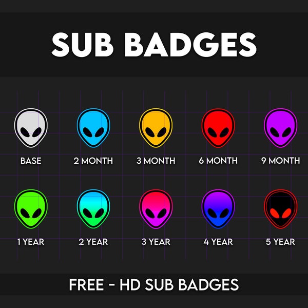 ALIEN HEAD [ Sub badges ] Designed for Twitch, Discord, Sub, Streamers