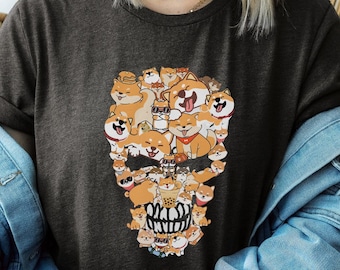 Unisex Shiba Inu Halloween shirt, Shiba Inu Shirt, Skull Shirt, dog Shirt, animals Shirt, Funny dog lover Shirt, Halloween costume Tee