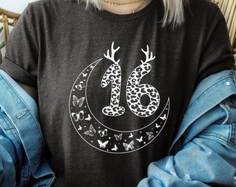 16th Birthday Christmas Shirt, Sixteen Birthday Shirt, Christmas Gift for 16th Birthday, Reindeer 16th Birthday, Butterfly Birthday Shirt