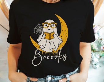Unisex Books Lover Halloween shirt, Books Shirt, Ghost Books T-Shirt, Reading Shirt, Gift for Books Lover, Funny Halloween Teacher Shirt
