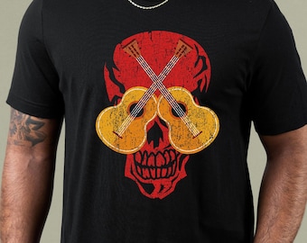 Unisex Guitarist Halloween shirt, Guitar Shirt, Skull Shirt, Music Shirt, Acoustic Guitar Shirt, Classical Guitar Shirt