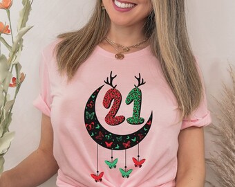 21st Birthday Christmas Shirt, Twenty one Birthday Tee, Christmas Gift for 21st Birthday, 21st Birthday Gift For Her, Butterfly Birthday