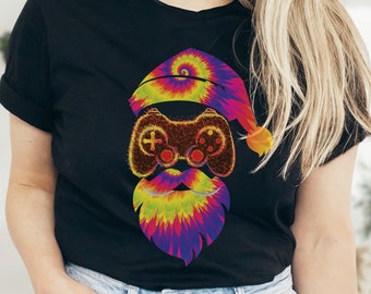 Tie-Dye Santa Claus Christmas Gaming shirt, Santa Claus Shirt, Gamer Shirt, Christmas Gamer Shirt, Game Shirt, Gaming Shirt, Christmas Shirt