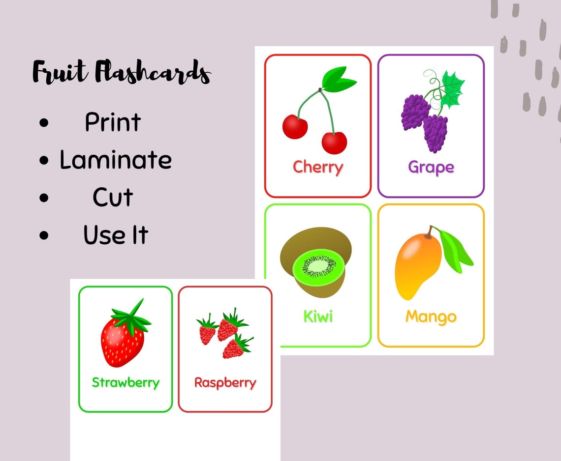 Fruit Flashcards. PDF File. Digital Product - Etsy