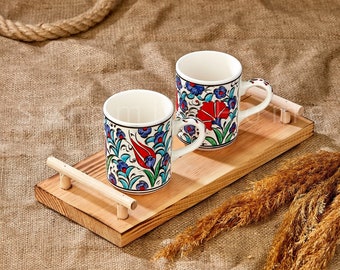 Coffee Mug Pottery Handmade, Turkish Coffee Cup, Handmade Ceramic Mug, Unique Coffee Mugs, Colorful Pottery Mug, 11oz Ottaman Design Mug