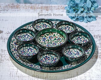 Handmade Ceramic Appetizer Set, Mezze Serving Set, Tapas Set, Mezze Set, Ethnic Design, Foodsafe Ceramic, Breakfast Set, Mother&#39;s Day Gift
