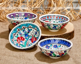 4x Decorative Ceramic Bowl Set Handmade Turkish Ceramic - Main Image