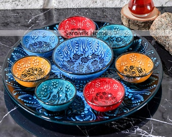 トルコ風陶器製朝食セット、メゼサービングセット、タパスサービング