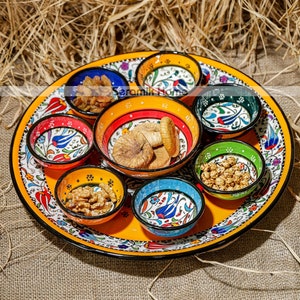 Handmade Turkish Breakfast Set, Food Serving Bowl Set,Colorful Ceramic Set,Tapas Serving Set,Mezze Set,Snack Bowl Set,Dinnerware Serving Set