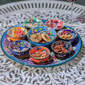 Turkish Breakfast Bowl Set, Handmade Ceramic Unique Design, Appetizer Set, Mezze Serving Set, Tapas Set, Sauce Serving Set, Plate and Bowls