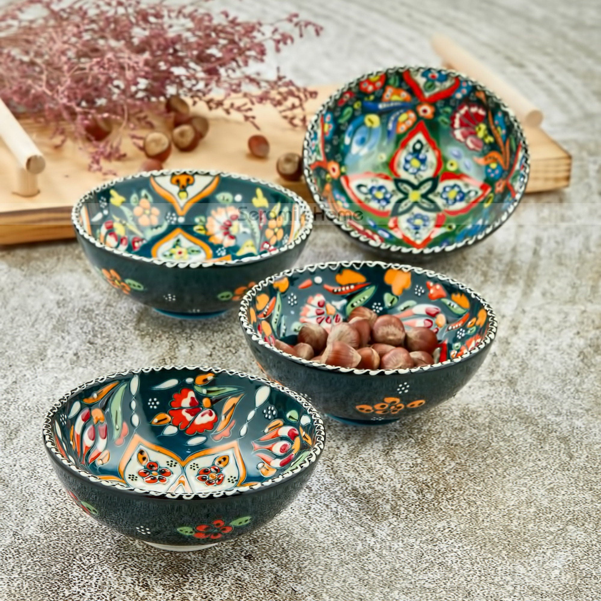 なます皿　色絵付　印判　変わり図柄　明治　大正　モダン唐草　イ号　金継 Vintage Turkish Ceramics - Etsy