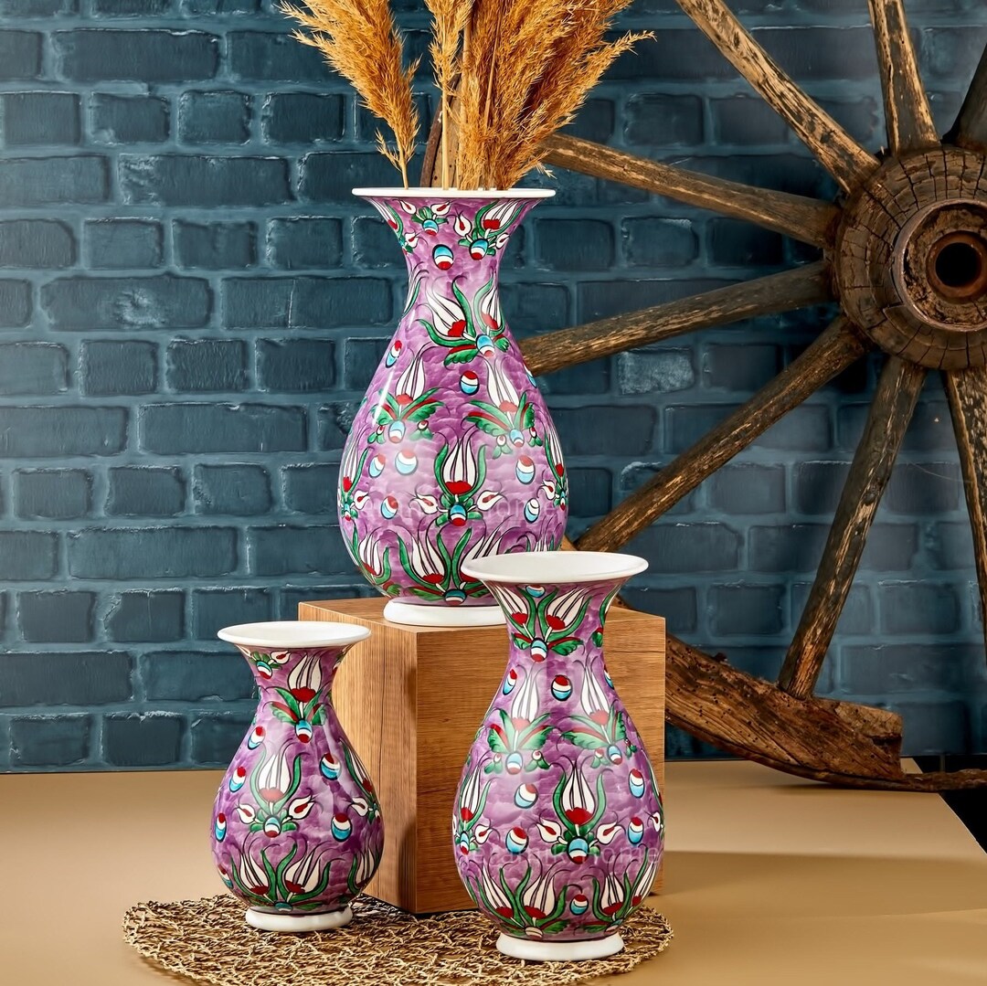 Handmade Pottery Flower Vase, Multisize Ceramic Decorative Tulip Design ...