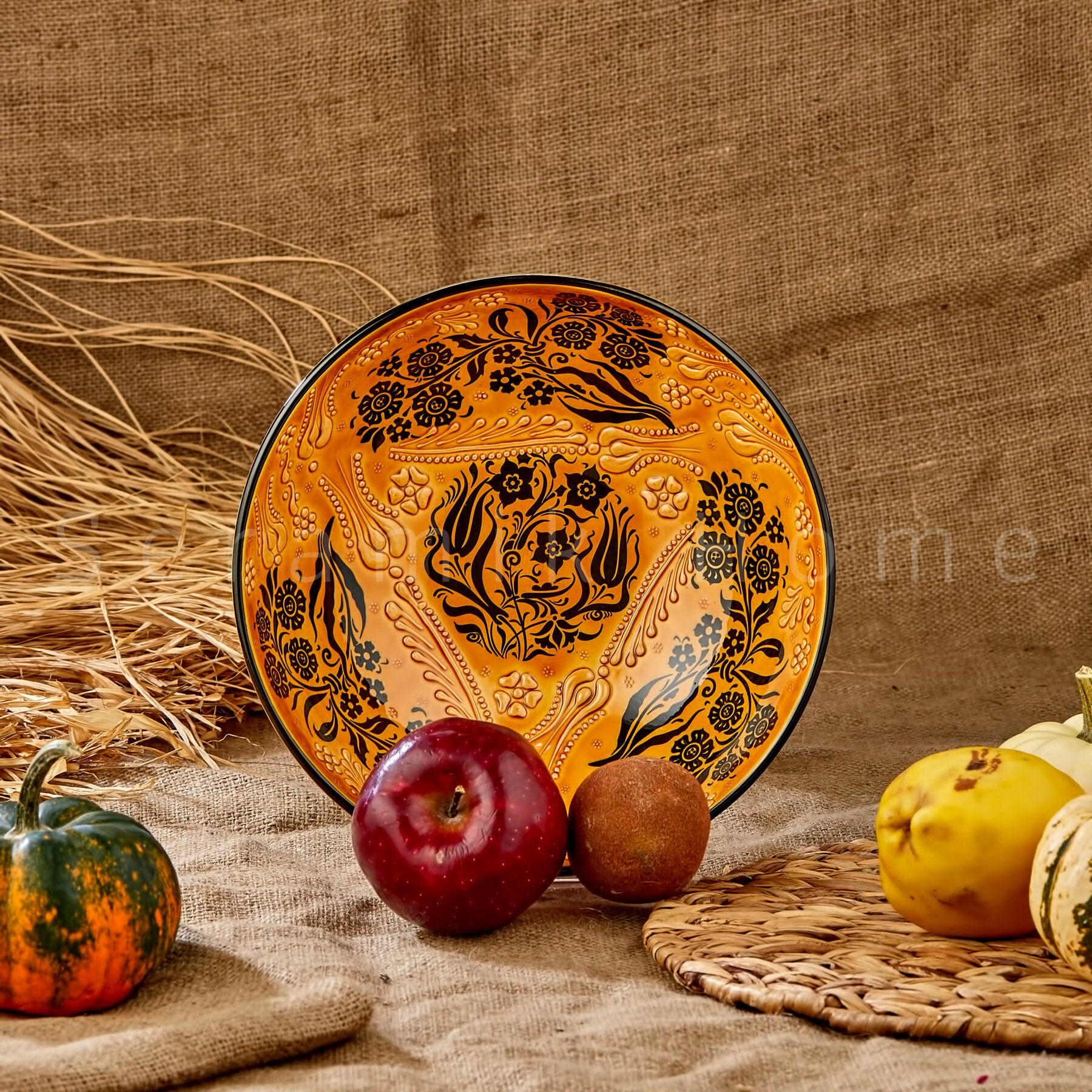 Handmade Large Ceramic Fruit Bowl, Hand Painted Salad Bowl
