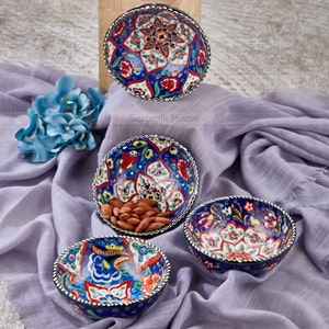 4x Handgemachte Keramik Opferschale Set für Snack, Keramik Ramen Schale, Mittlere Keramik Schale, Speisegeschirr, 4.7&quot;-12cm Müsli Schale, Eisschale