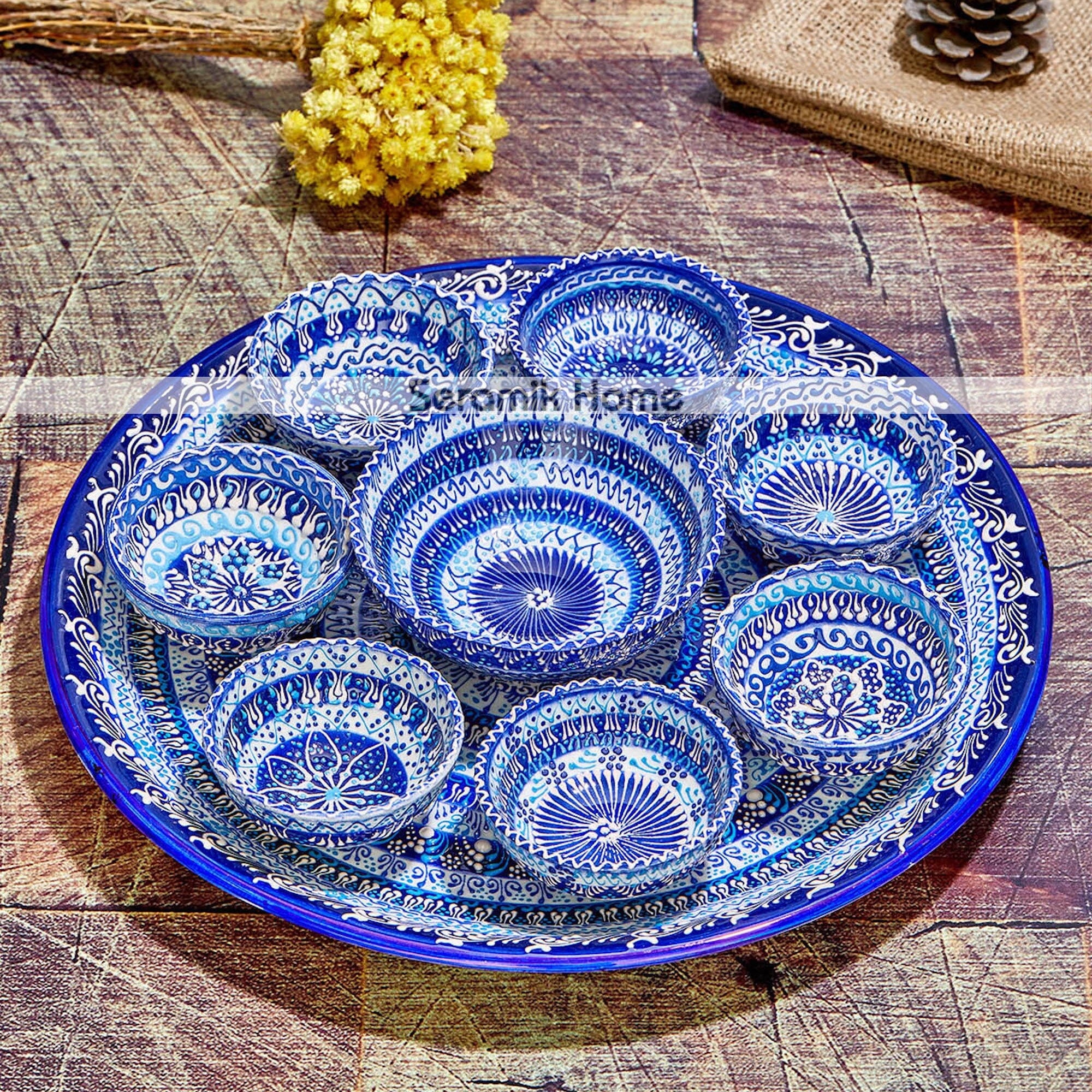 Appetizer Set, Serving Platter, Authentic Ceramic Plate Set