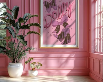 Dolly Wall Art Print, Queen of Country Music, Pink Maximalist Printable Poster, Cowgirl Illustration (Digital Download)