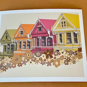 The “groovy painted ladies” art print, San Francisco wall art, California art print, architecture art print, California architecture print,