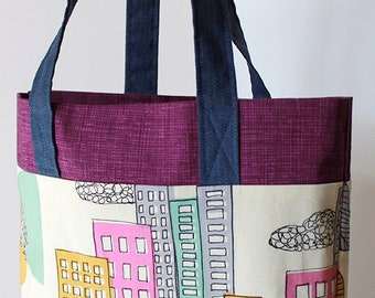 Easy Tote Bag Sewing Tutorial PDF – 3 Fabric, 10-Step, Beginner Friendly