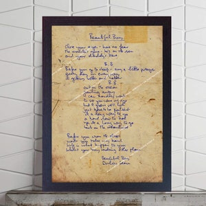 The Beatles Beautiful Boy Darling Boy John Lennon Handwritten Lyrics print Poem motivational vintage photo Christmas Gift poster