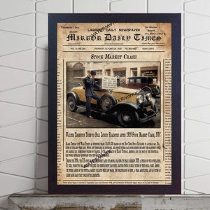 Wall Street Crash of 1929 History newspaper retro print vintage photo Christmas Gift poster