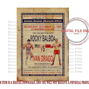 Rocky 1 2 3 4 IV Rocky Balboa VS Ivan Drago Fight Movie vintage photo motivational Christmas Gift Moscow boxing poster