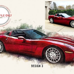 Custom Car Watercolor Portrait Car Painting From Photo Personalized Gift for him Enthusiast print poster Digital Fathers Day ART