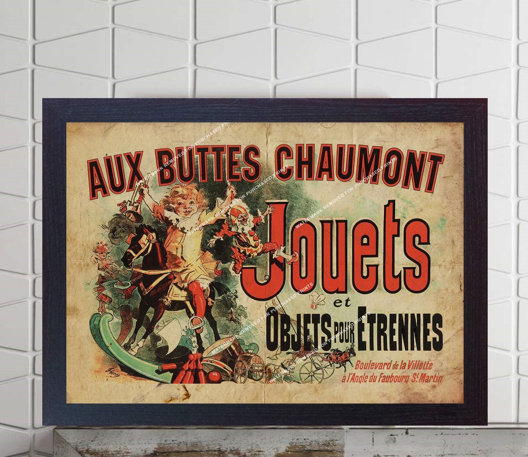 Affiche XXL Vintage Jules Chéret – Aux Buttes Chaumont Jouets Et Objets Pour Étrennes 1885 – 120x80 Cm