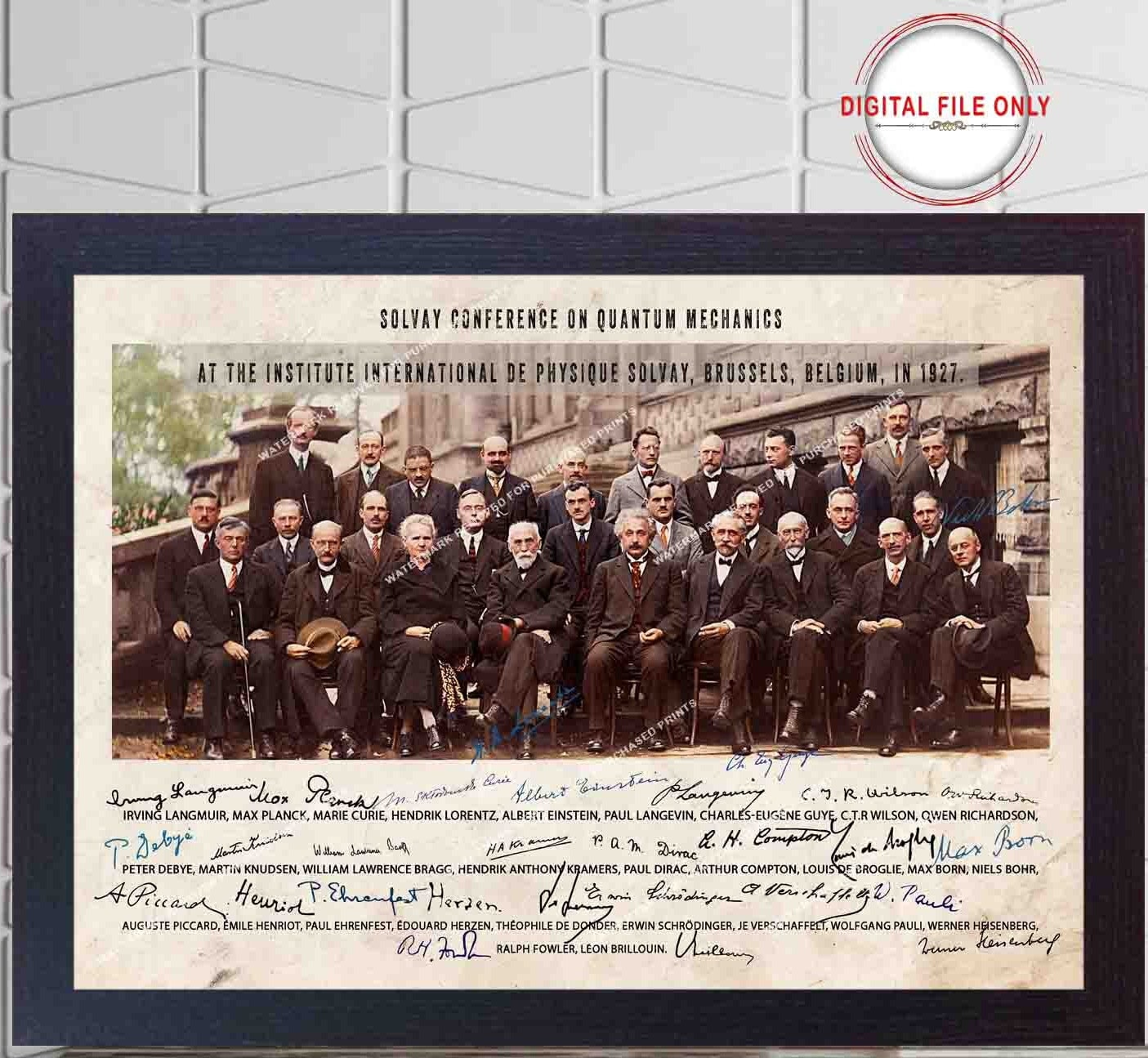 Solvay Conference world's most notable physicists Albert Einstein old print motivational vintage photo poster retro SET of 2 DIGITAL FILE